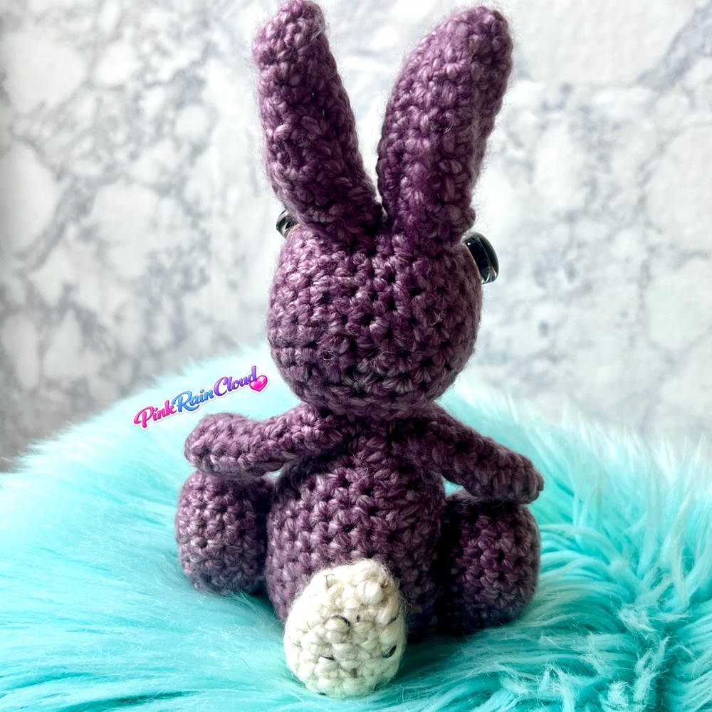 Handmade Purple Bunny Plush Crochet Toy Decor Acyclic & WOOL Blend PinkRainCloud - Picture 9 of 10